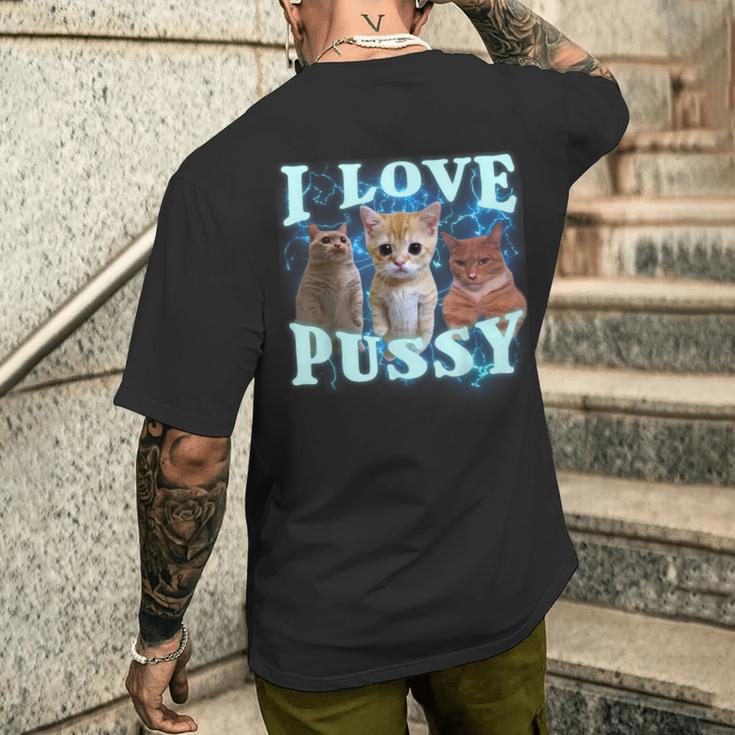 I Love Pussy Cat T-Shirt mit Rückendruck Geschenke für Ihn