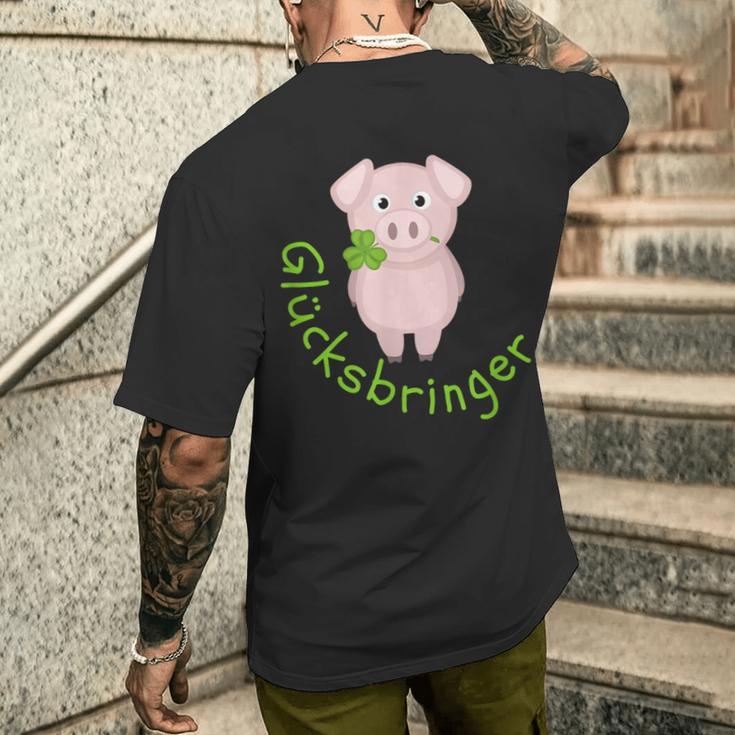 Lucky Charm Pig Clover Leaf For Friends Good Luck T-Shirt mit Rückendruck Geschenke für Ihn