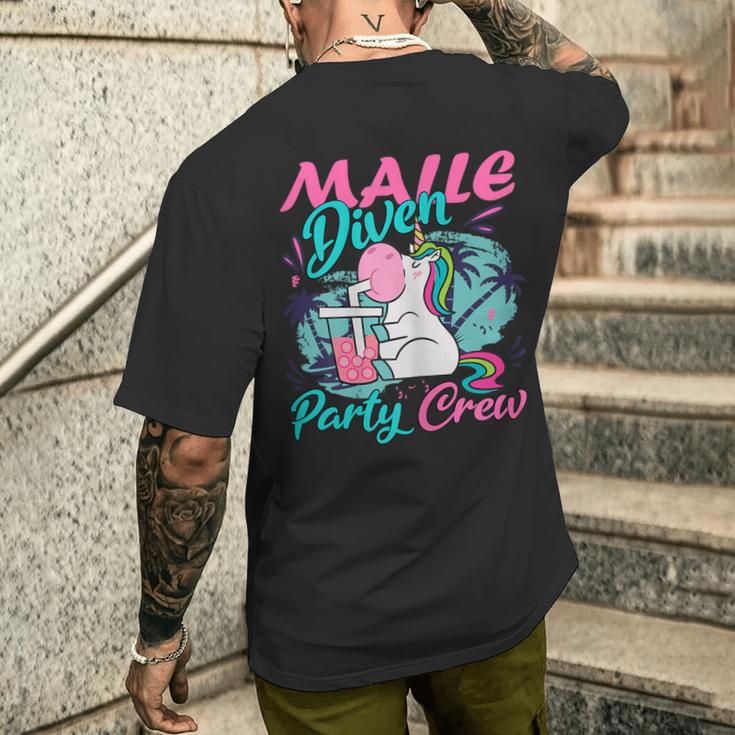 Malle Diven Party Crew Saufen T-Shirt mit Rückendruck Geschenke für Ihn