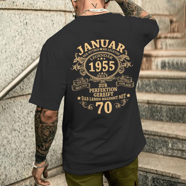 Man January 1955 70 Years intage 70Th Birthday T-Shirt mit Rückendruck Geschenke für Ihn