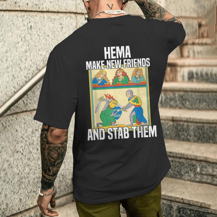 Medieval Sword Fighting Traditions And Tournaments Hema T-Shirt mit Rückendruck Geschenke für Ihn