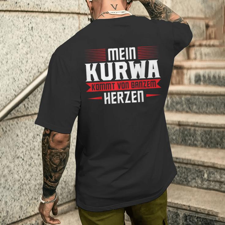 Mein Kurwa Kommton Ganzem Herz Polen Kurwa T-Shirt mit Rückendruck Geschenke für Ihn