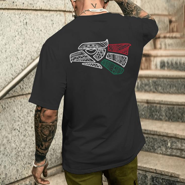 Mexican Flag Mexican Eagle Aztec Style Hecho En Mexico T-Shirt mit Rückendruck Geschenke für Ihn