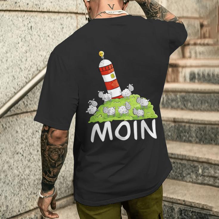 Moin North Sea Lighthouse Motif I North Sea Island Sheep T-Shirt mit Rückendruck Geschenke für Ihn