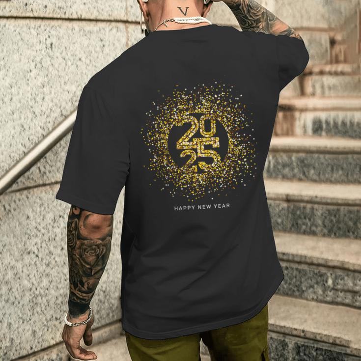 New Year's Eve Party Outfit Decoration New Year Happy New Year 2025 T-Shirt mit Rückendruck Geschenke für Ihn