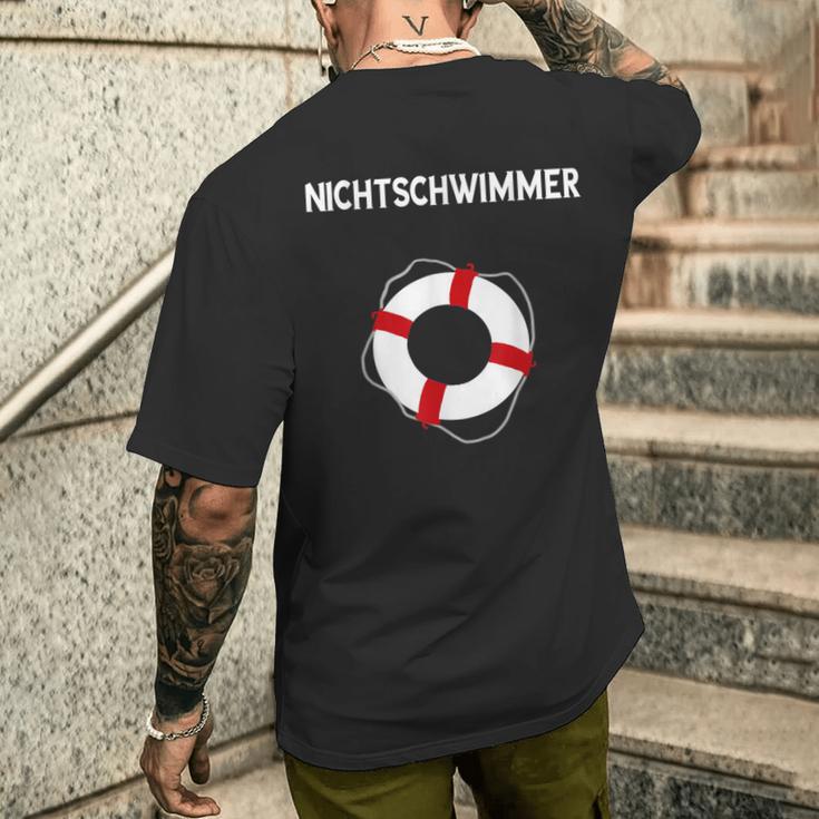 No Swimmer Lifebuoy Swimming Pool Swimming T-Shirt mit Rückendruck Geschenke für Ihn