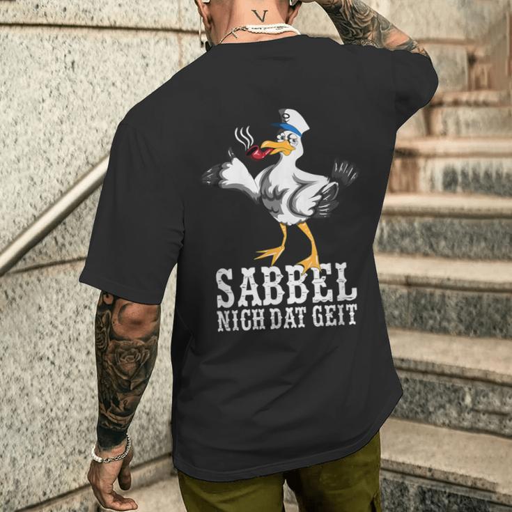 With North German Seagull Plattdeutsch Norden T-Shirt mit Rückendruck Geschenke für Ihn