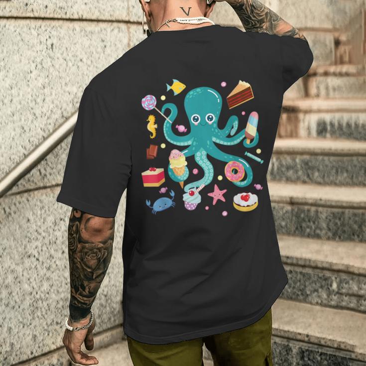 Octopus Cake Tentacle Sea Animals Children's T-Shirt mit Rückendruck Geschenke für Ihn