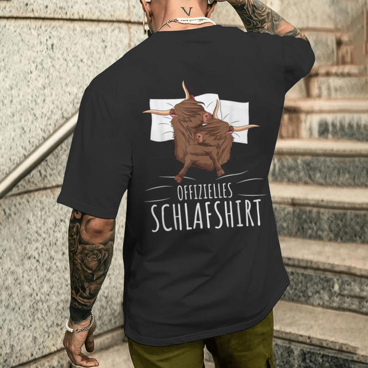 Official Scottish Highland Cow Sleep T-Shirt mit Rückendruck Geschenke für Ihn