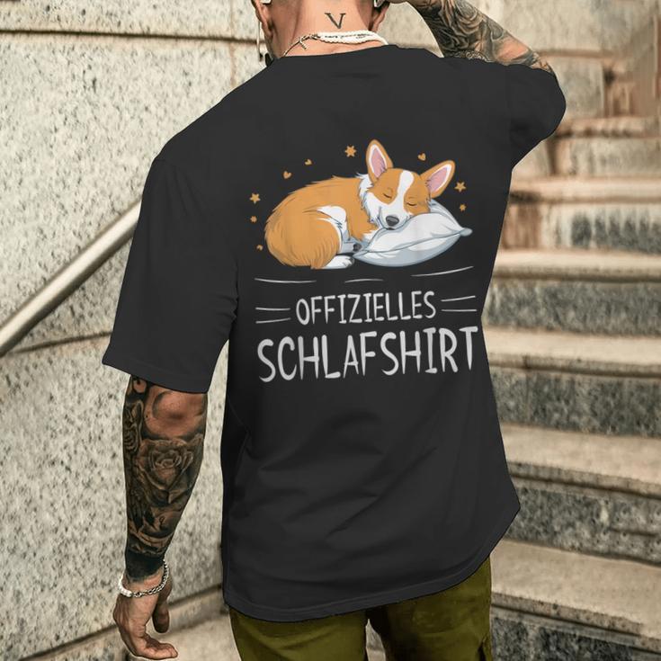 Official Sleep Corgi Dog Sleeping Chilling Dog T-Shirt mit Rückendruck Geschenke für Ihn