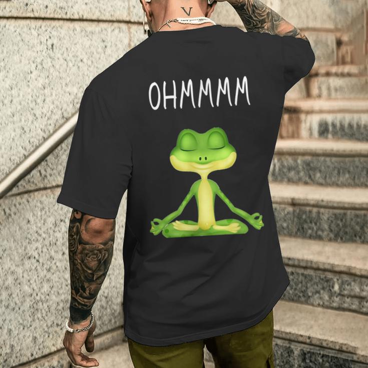 Ohmmmm With Saying Frog Meditation S T-Shirt mit Rückendruck Geschenke für Ihn