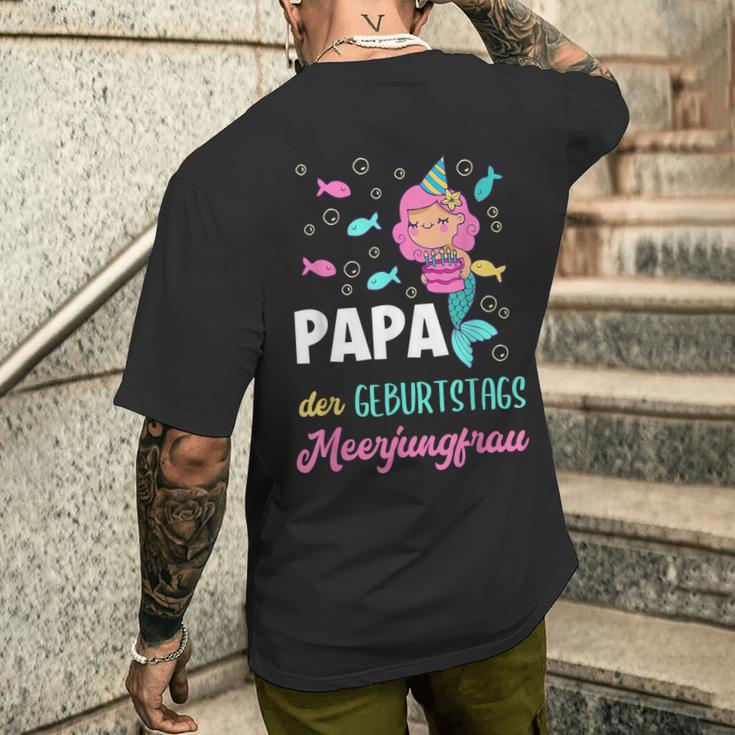 Papa The Birthday Mermaid Birthday T-Shirt mit Rückendruck Geschenke für Ihn