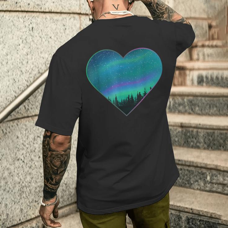 Polar Lights Heart Northern Lights Aurora Borealis T-Shirt mit Rückendruck Geschenke für Ihn