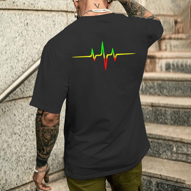 Reggae Heartbeat Pulse Frequency Music Wave Colours T-Shirt mit Rückendruck Geschenke für Ihn