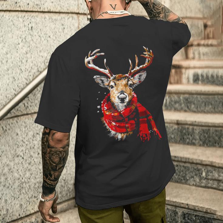 Reindeer Graphic Illustration Reindeer T-Shirt mit Rückendruck Geschenke für Ihn