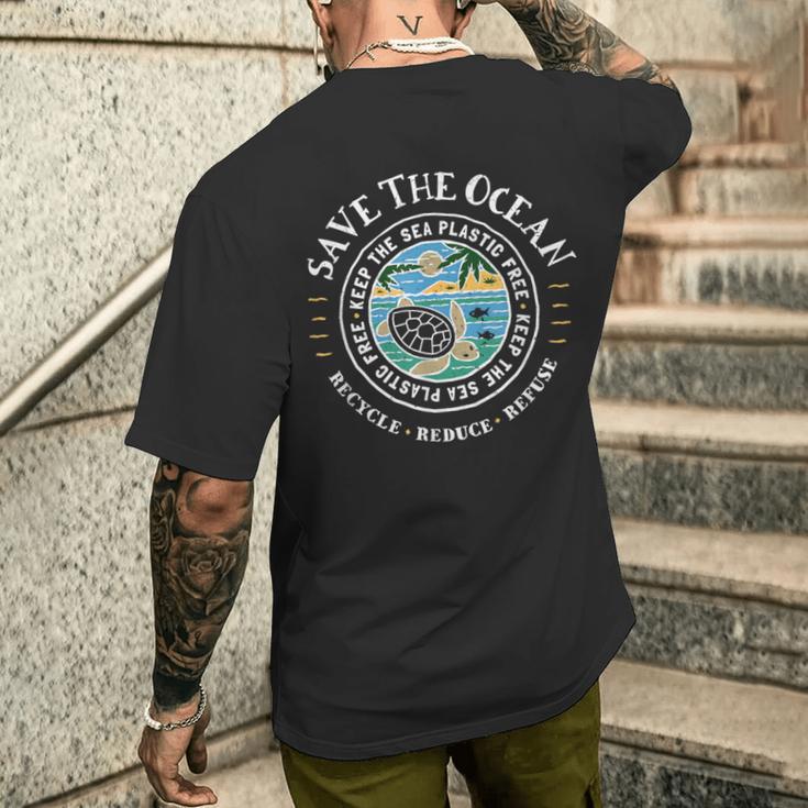 Save The Ocean Keep Sea Plastic Free Turtle T-Shirt mit Rückendruck Geschenke für Ihn