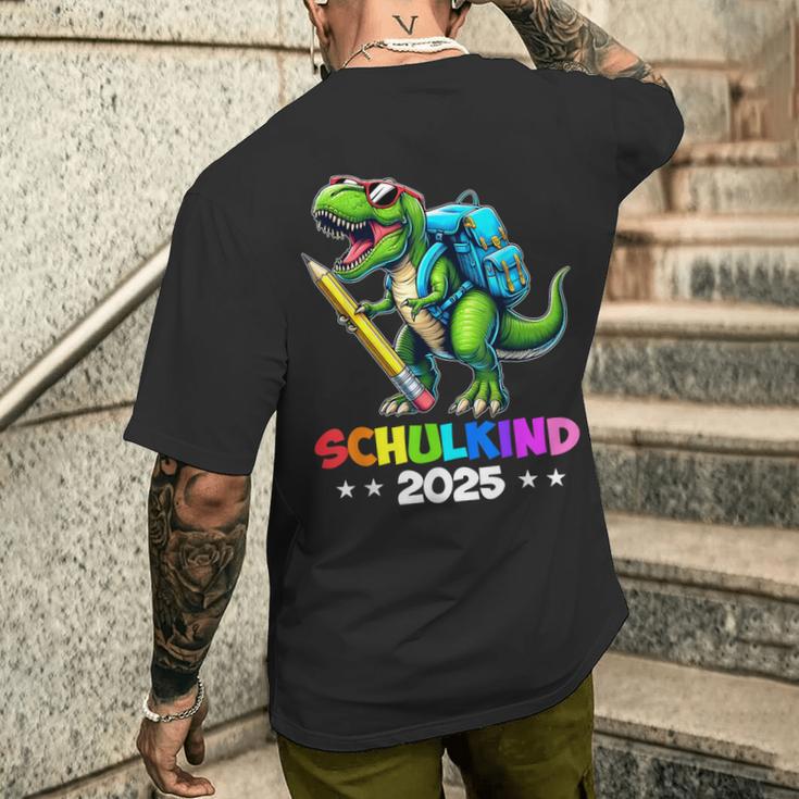 Schulkind 2025 DinoRex Jungen Dinosaurier Einschulung T-Shirt mit Rückendruck Geschenke für Ihn