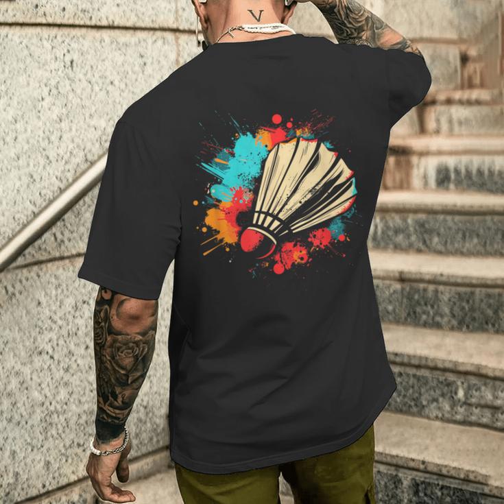 Shuttlecock Graffiti Badminton Lovers Badminton Hall T-Shirt mit Rückendruck Geschenke für Ihn