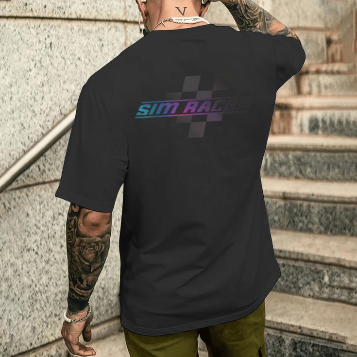 Sim-Racing Oder Sim-Racer Karierte Flagge T-Shirt mit Rückendruck Geschenke für Ihn