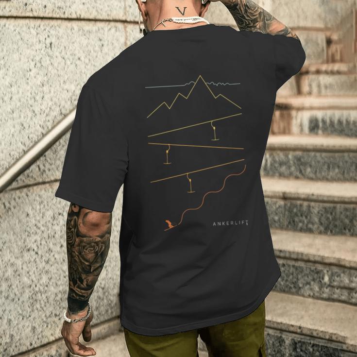 Ski One Line Line Skiing Modern Mountain Ski Top T-Shirt mit Rückendruck Geschenke für Ihn