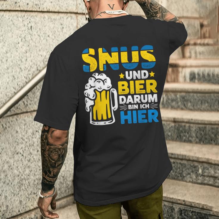 Snus Darum Bin Ich Hier Swedish Chewing Tobacco T-Shirt mit Rückendruck Geschenke für Ihn