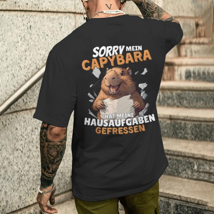 Sorry Mein Capybara Hat Meine Hausaufgaben Gefressen T-Shirt mit Rückendruck Geschenke für Ihn