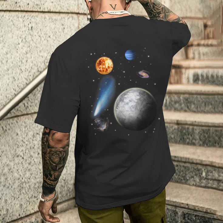 Space Motif Universe Stars Solar System Planets Sun T-Shirt mit Rückendruck Geschenke für Ihn