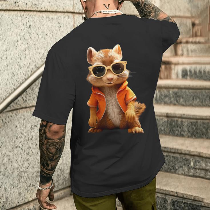 Squirrel With Sunglasses Animal Lovers Cute Rodent T-Shirt mit Rückendruck Geschenke für Ihn