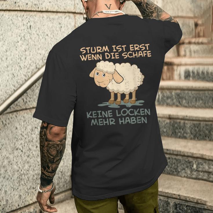 Storm Ist Erst Wenn Die Sheep Keine Locken Mehr Haben Sheep T-Shirt mit Rückendruck Geschenke für Ihn