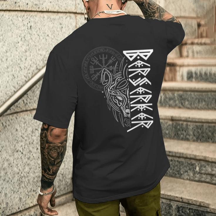 Viking Alhalla Egisor & Odin's Wolf Berserker T-Shirt mit Rückendruck Geschenke für Ihn