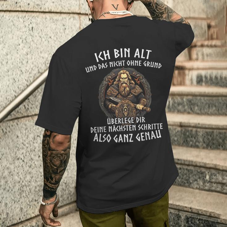 Viking Wolf Nordic Mythology Runes Norman T-Shirt mit Rückendruck Geschenke für Ihn