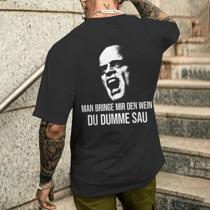 Vino Fun Man Bringe Mir Den Wein Du Dumme Sau X Choleriker T-Shirt mit Rückendruck Geschenke für Ihn