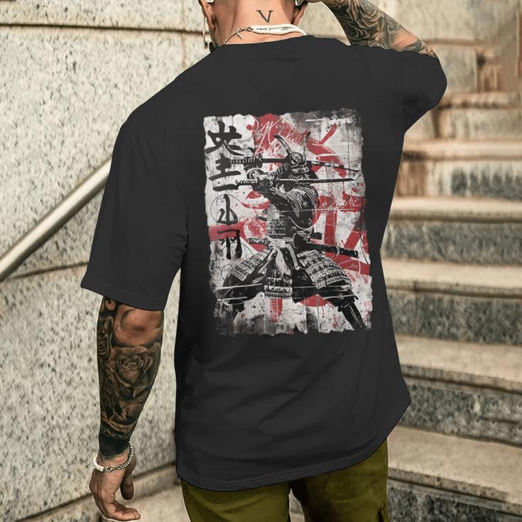 Vintage Samurai Mask Asia Japan Graffiti Tokyo Samurai T-Shirt mit Rückendruck Geschenke für Ihn