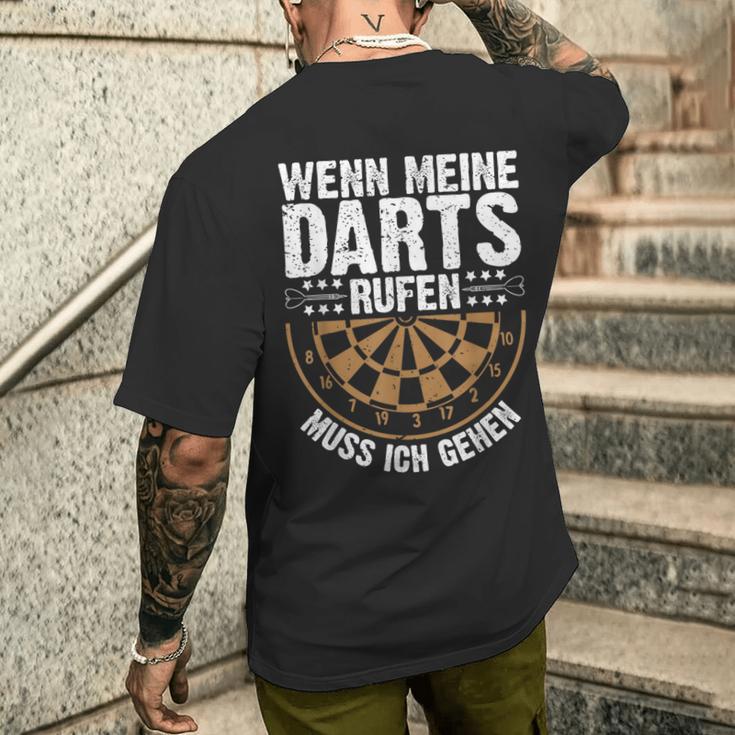 Wenn Meine Darts Rufen Muss Gehen Dartspieler T-Shirt mit Rückendruck Geschenke für Ihn