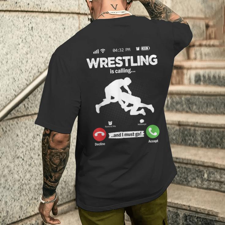 The Wrestling Calls Retro Wrestling Wrestling T-Shirt mit Rückendruck Geschenke für Ihn