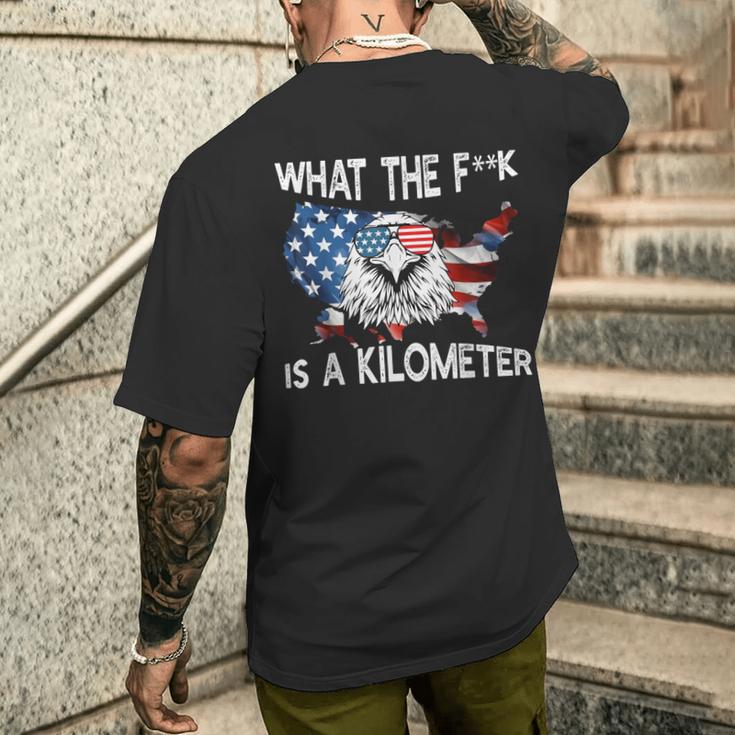 Wtf What The Is A Kilometer George Washington 4Th Of July T-Shirt mit Rückendruck Geschenke für Ihn