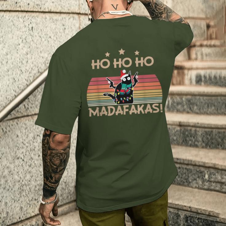 Catintage Pew Pew Madafakas Cat Ho Ho Ho Christmas T-Shirt mit Rückendruck Geschenke für Ihn