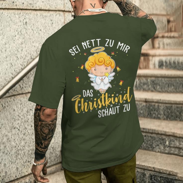 Christkind Schaut Zu Christmas Night Holiday Evening T-Shirt mit Rückendruck Geschenke für Ihn