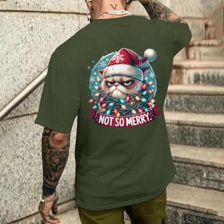 Christmas Cat Not So Merry Cat T-Shirt mit Rückendruck Geschenke für Ihn