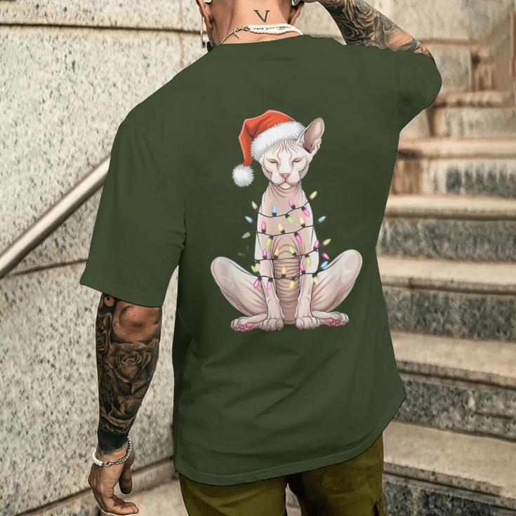 Christmas Hat Sphynx Cat Santa Hat Merry Christmas Xmas T-Shirt mit Rückendruck Geschenke für Ihn