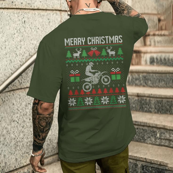 Christmas Jumper Motocross Dirt Bike Racing Christmas Sports Ugly T-Shirt mit Rückendruck Geschenke für Ihn