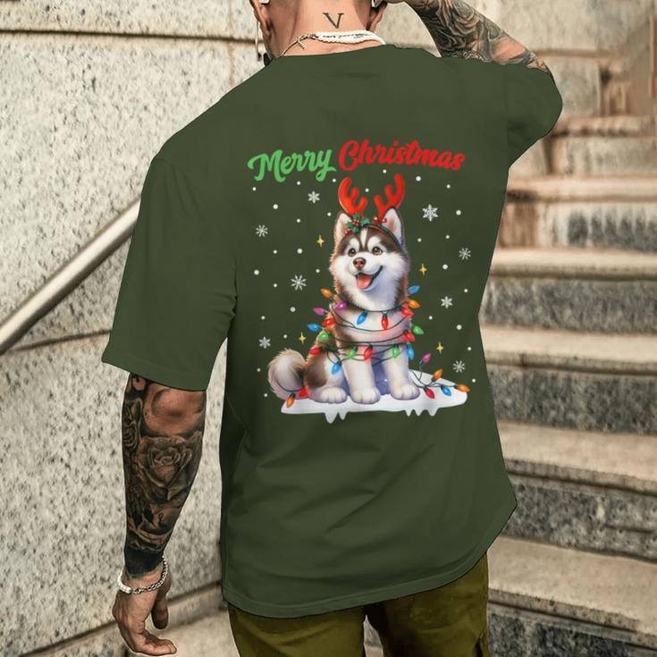 Christmas Outfit Christmas Jumper Husky Dog Christmas T-Shirt mit Rückendruck Geschenke für Ihn