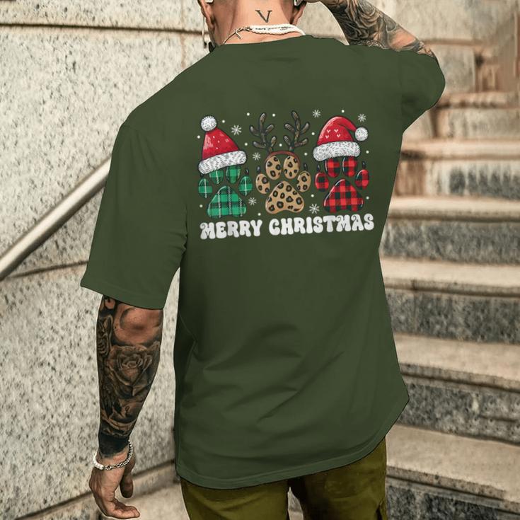 Christmas Outfit Christmas Party Outfit Cat Dog Paw T-Shirt mit Rückendruck Geschenke für Ihn