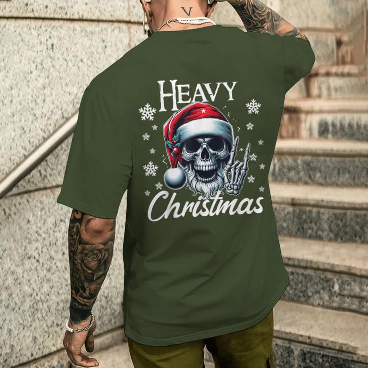 Christmas Skull Christmas Heavy Xmas Skeleton T-Shirt mit Rückendruck Geschenke für Ihn