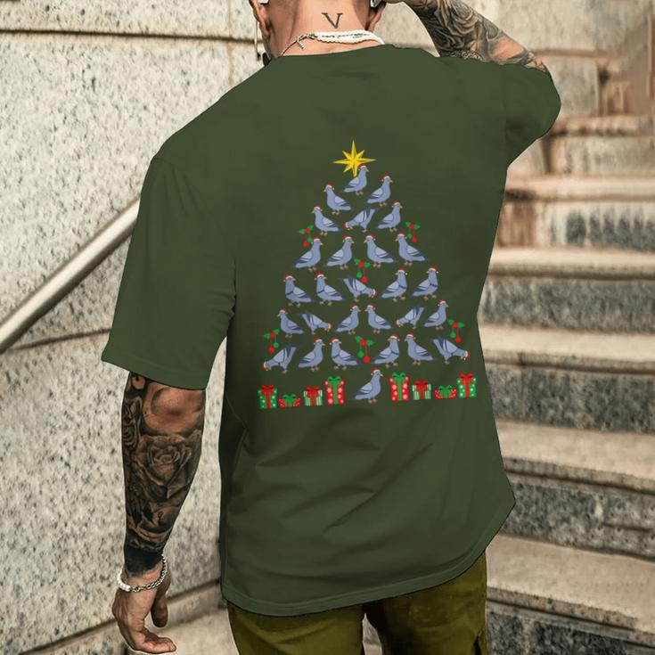 Christmas Tree Doves Pigeon Breeder Christmas T-Shirt mit Rückendruck Geschenke für Ihn