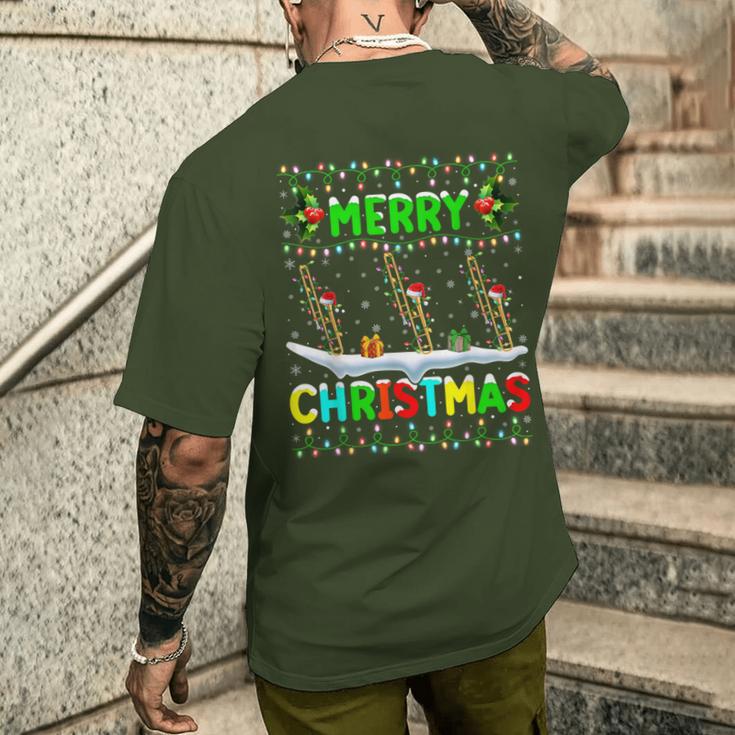 Christmas Trombone Lighting Santa Hat Merry Christmas Trombone T-Shirt mit Rückendruck Geschenke für Ihn