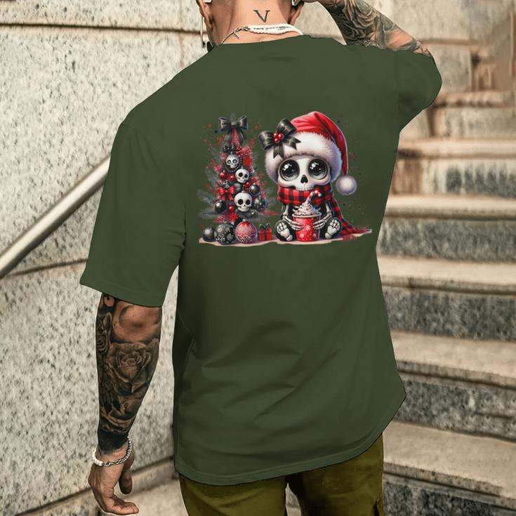 Cute Skeleton Skull Christmas Gothic Christmas Tree T-Shirt mit Rückendruck Geschenke für Ihn