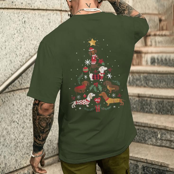 Dachshund Through The Snow Dog Christmas Tree T-Shirt mit Rückendruck Geschenke für Ihn