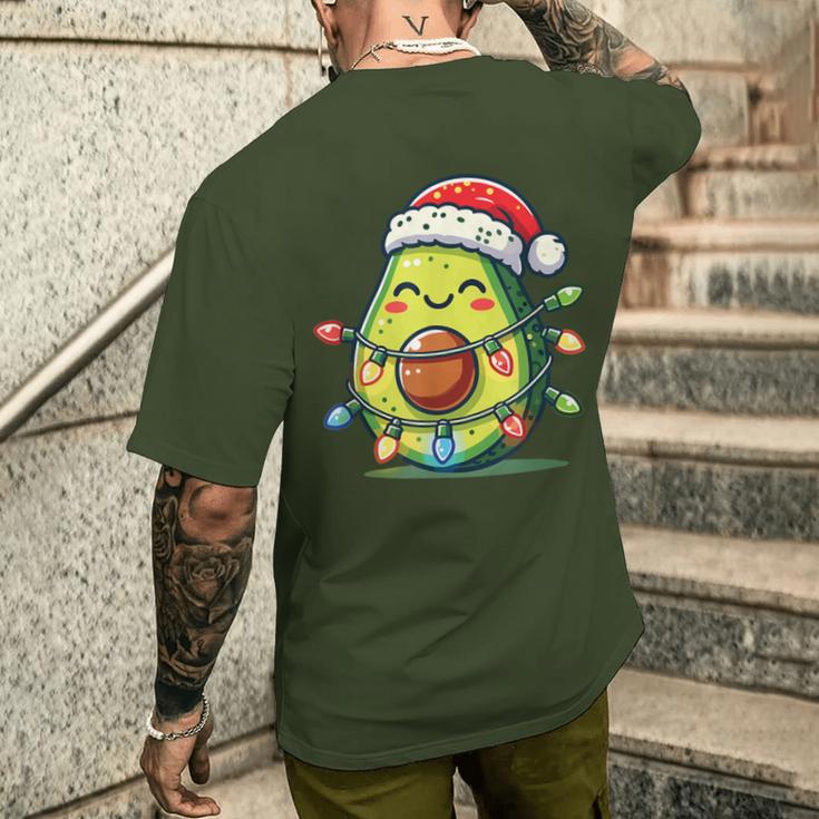 Festive Avocado Santa Christmas Lighting T-Shirt mit Rückendruck Geschenke für Ihn