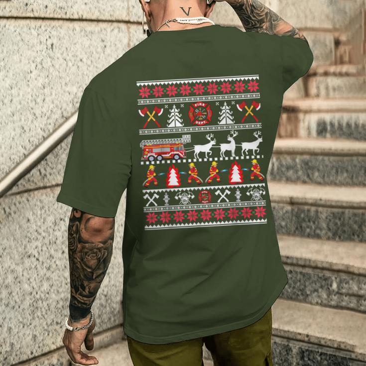 Fireman Ugly Christmas Sweater Fireman Fire Brigade T-Shirt mit Rückendruck Geschenke für Ihn